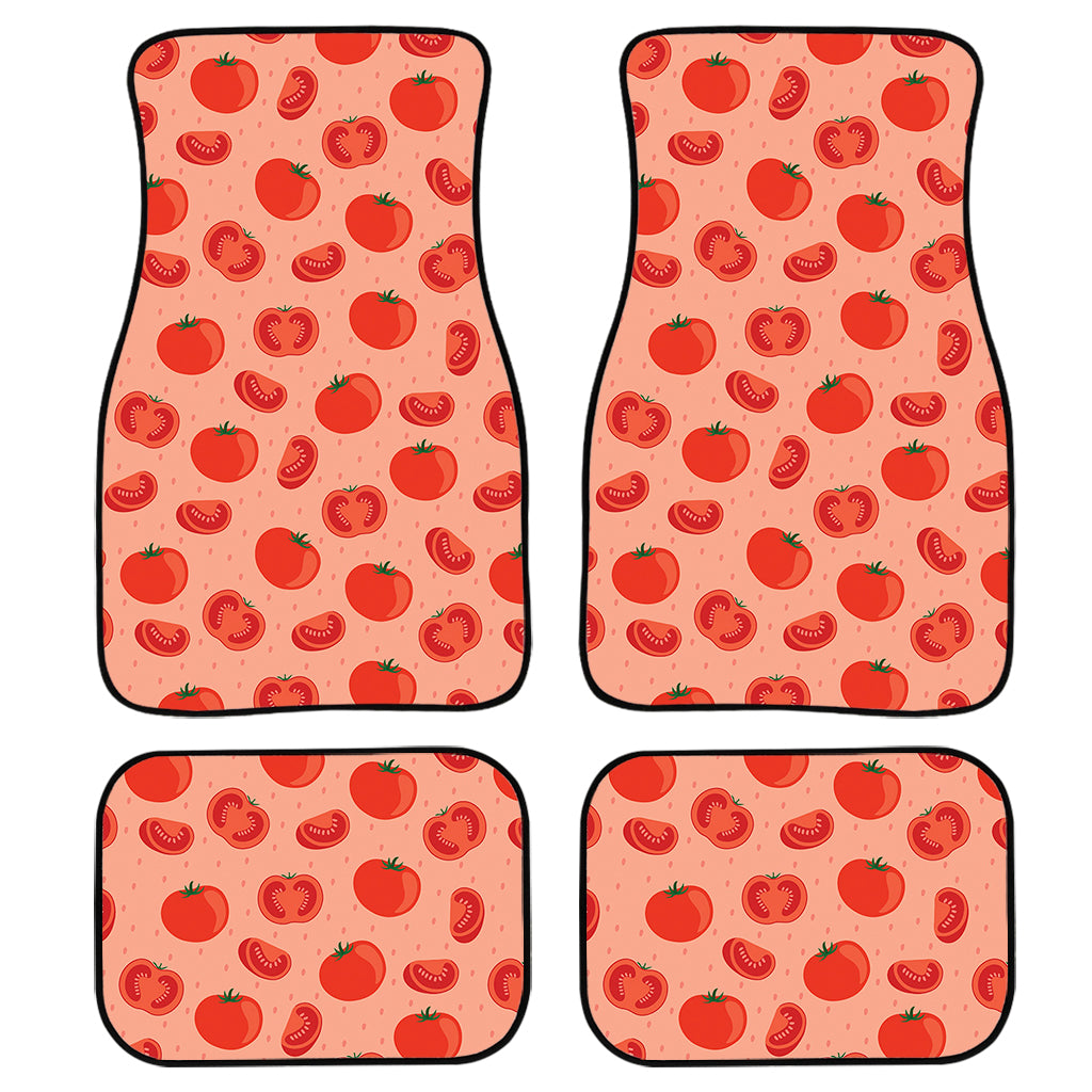 Cute Tomato Pattern Print Front And Back Car Floor Mats, Front Car Mat