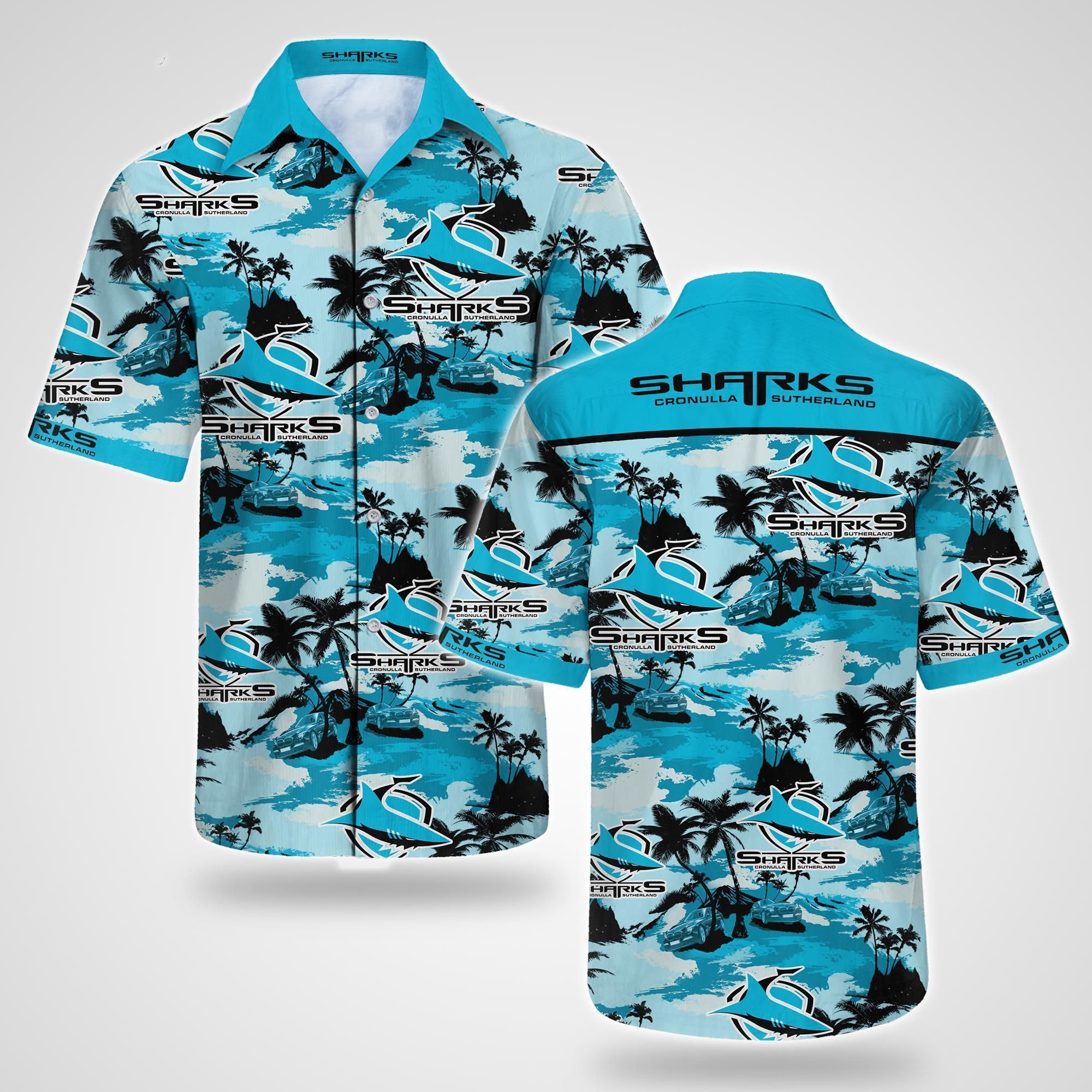 Sutherland Sharks Tommy Bahama Hawaiian Shirt Summer Button Up Shirt For Men Beach Wear Short Sleeve Hawaii Shirt Combo Beach