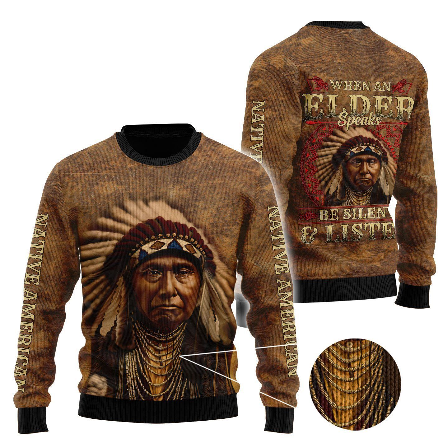 Native American Chief And Eagle 3D Printed Sweater