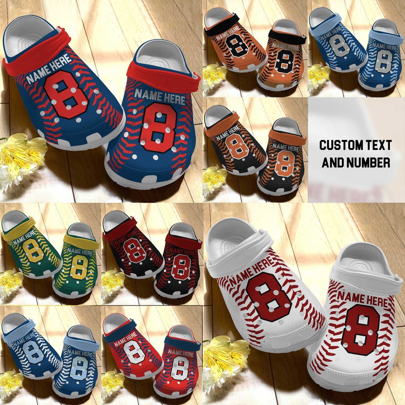 Baseball Personalized Clog, Custom Name, Text, Color, Number Fashion Style For Women, Men, Kid, Print 3D Baseball V1