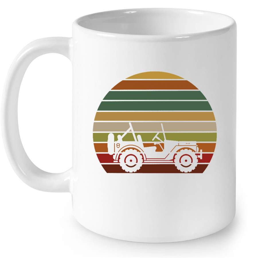 Vintage Jeeps Retro 70s Off Road Sunset Classic – Full-Wrap Coffee White Mug