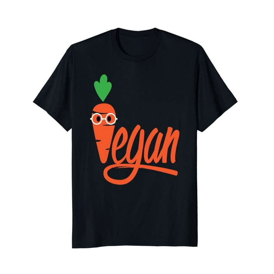 Vegan Carrot With Nerd Glasses Funny Vegetarian Food T-Shirt Mens T Shirt