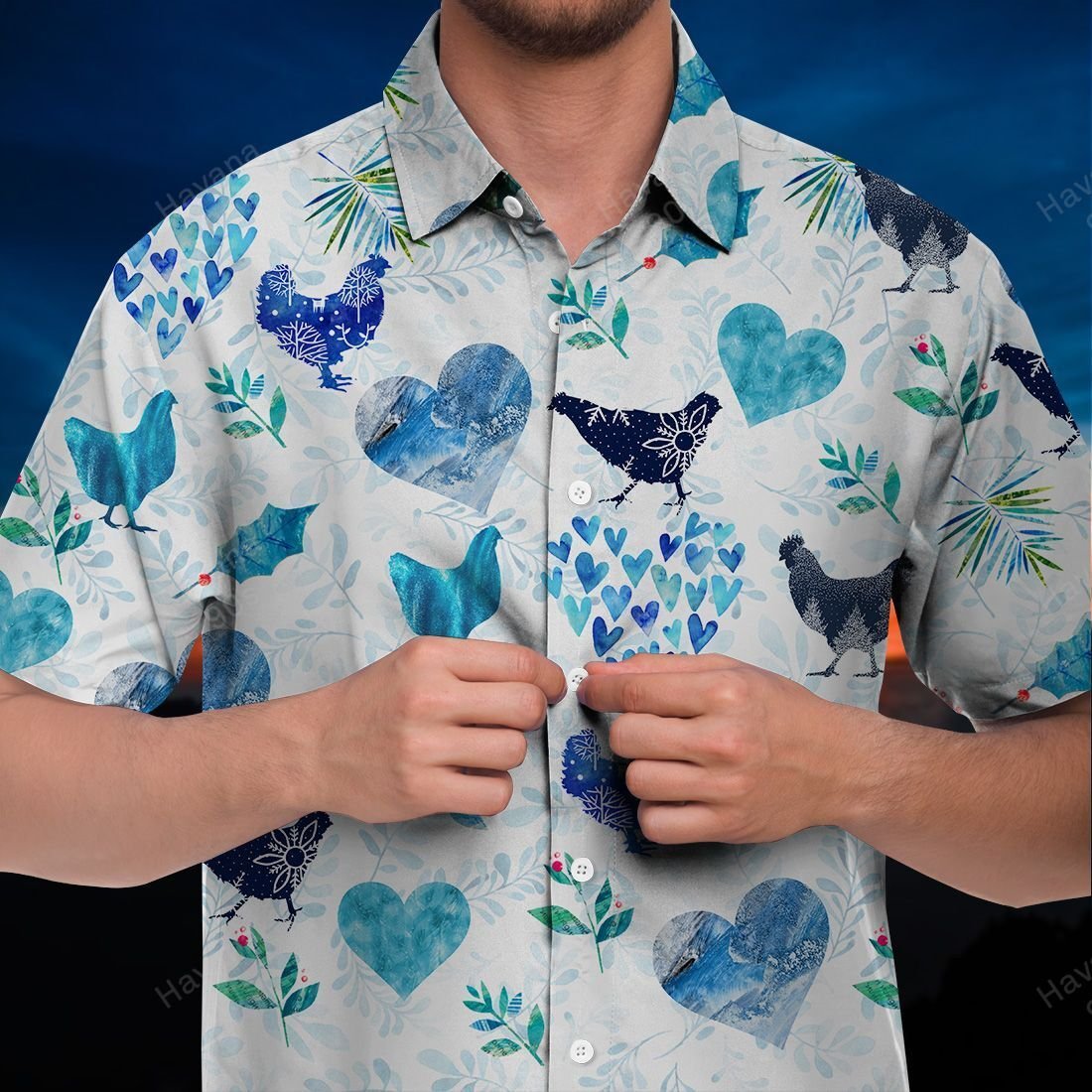 Chicken Hawaii Shirt Winter Hearts Ha89247