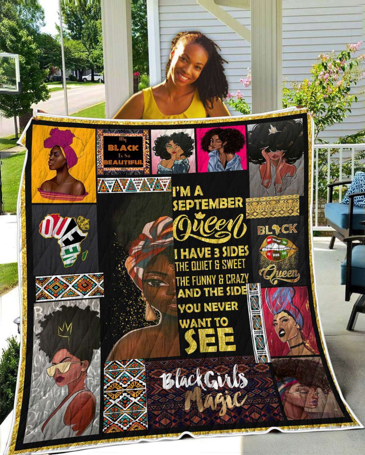 African Quilt Designs I Am A September Black Queen Quilt Pretty Afro American Girl Black History Month Gift Idea