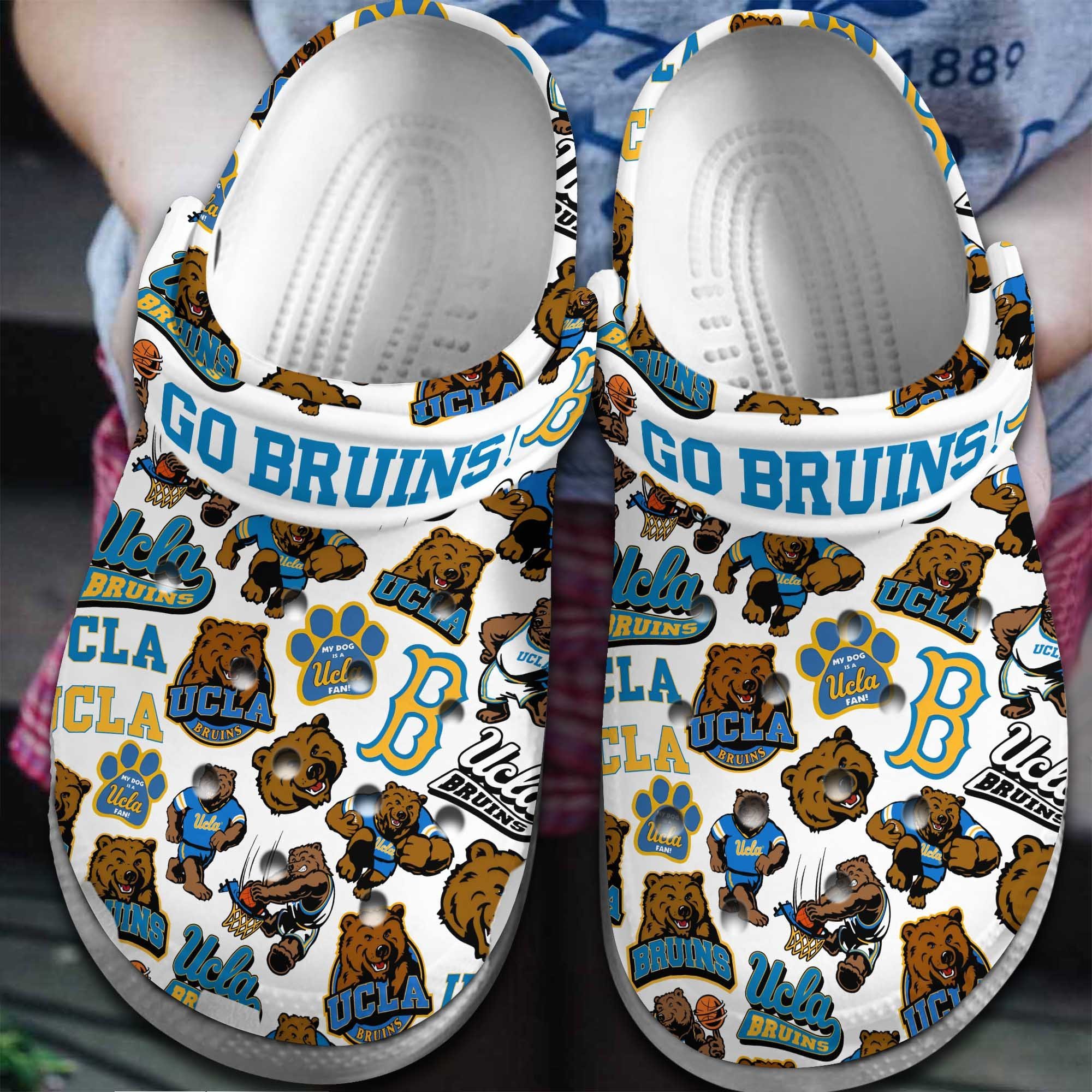 Ucla Bruins NCAA Sport Crocss Crocband Clogs Shoes Comfortable For Men Women and Kids