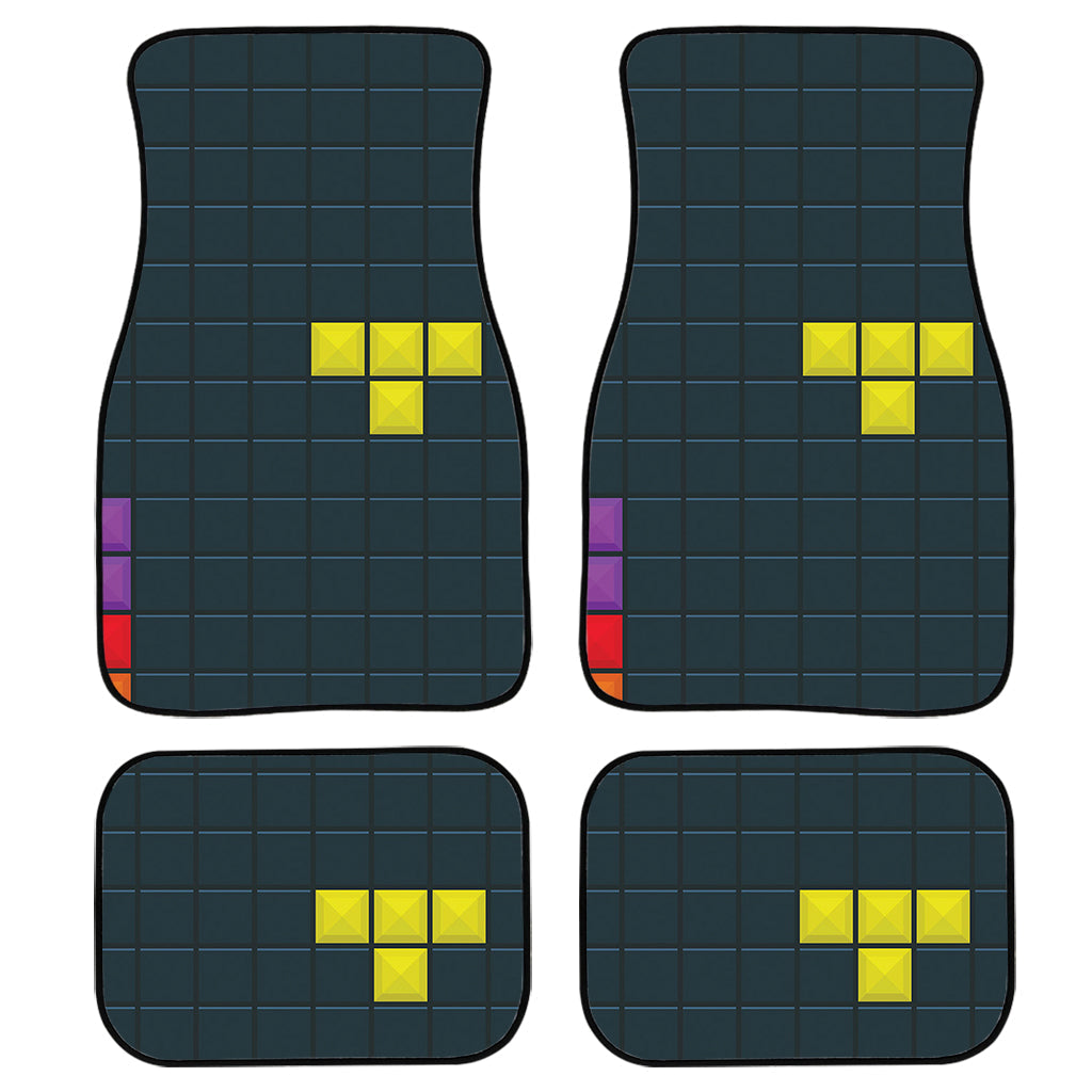 Colorful Block Puzzle Video Game Print Front And Back Car Floor Mats, Front Car Mat