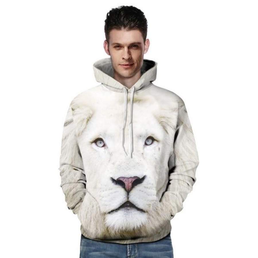 2018 Novelty couples hoodies 3D print Lion sweatshirt casual off white pullover animal hoodie men women sweatshirts pullovers