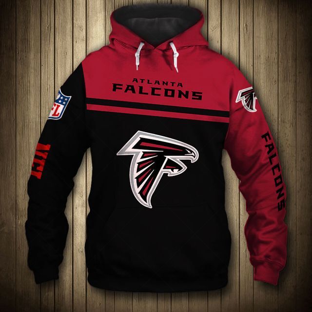 Atlanta Falcons 3D Skull Zip Hoodie Pullover Sweatshirt S