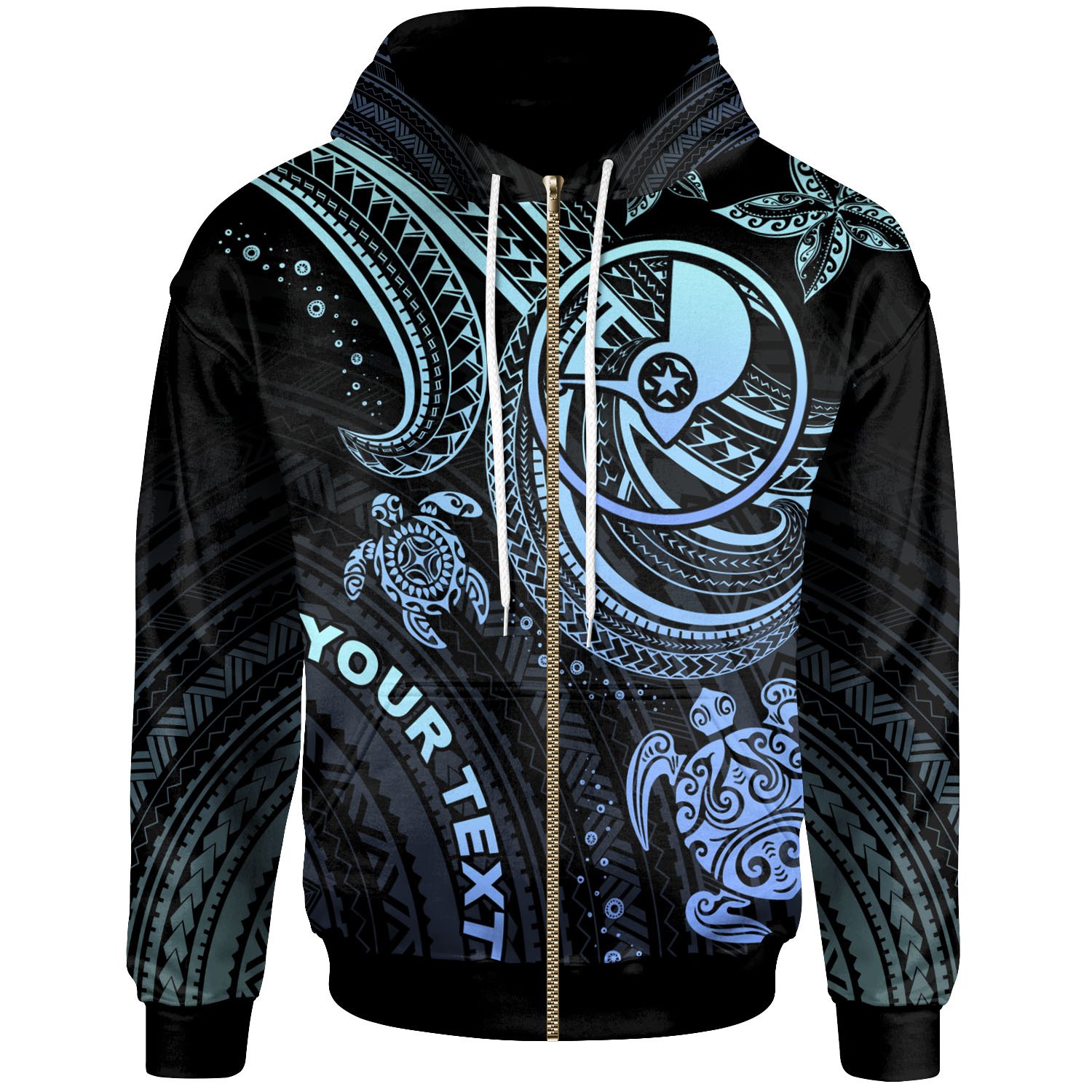 Yap Custom Personalised Zip-Up Hoodie – Blue Turtle – BN26