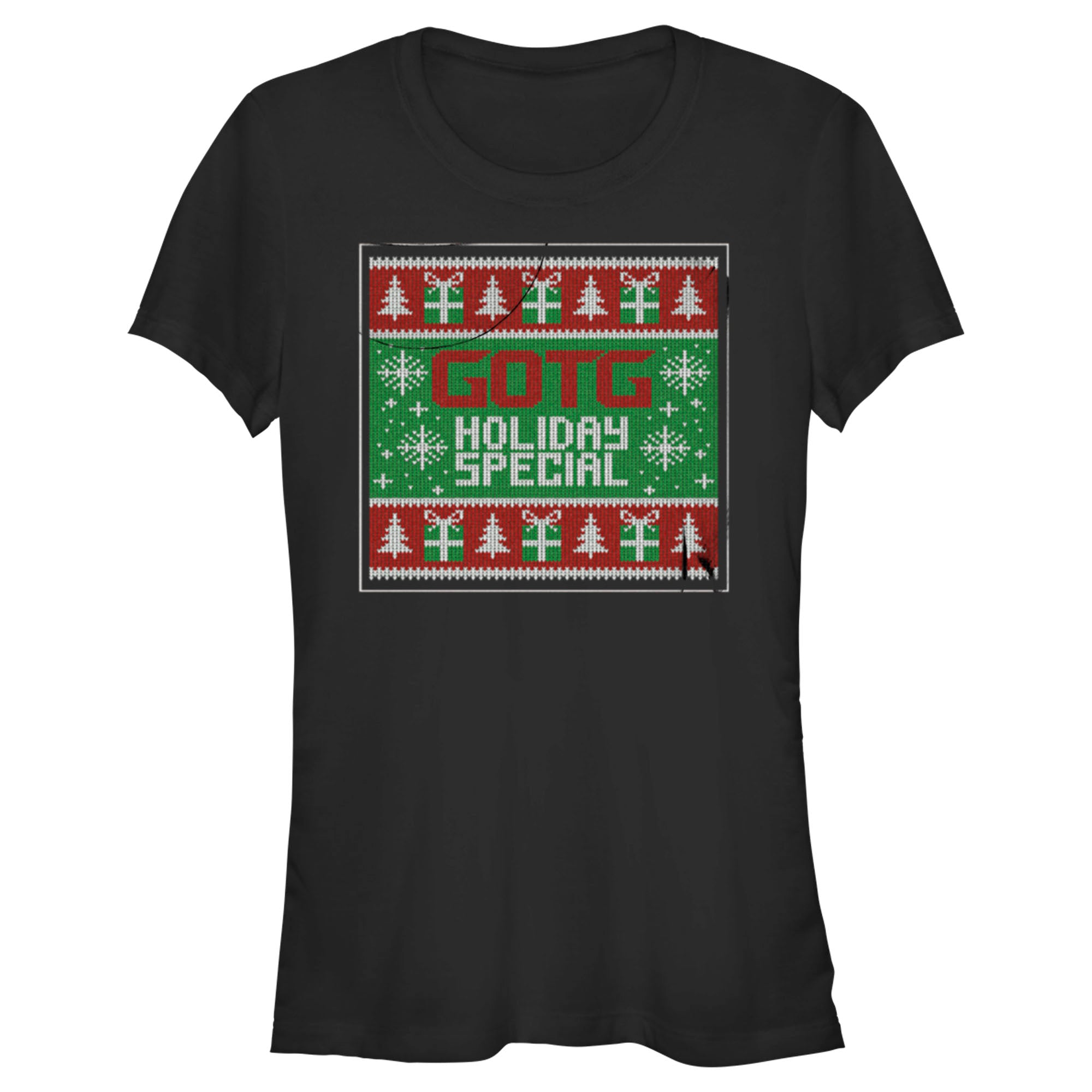 Junior’S Guardians Of The Galaxy Holiday Special Christmas Sweater Square T-Shirt