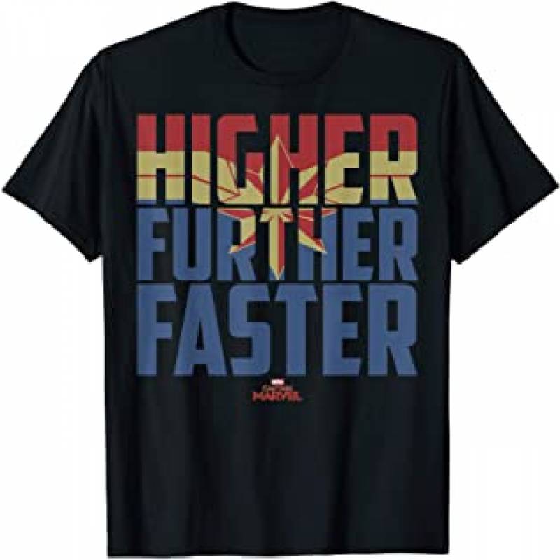 Captain Marvel Movie Higher Further Faster Graphic T-Shirt T-Shirt