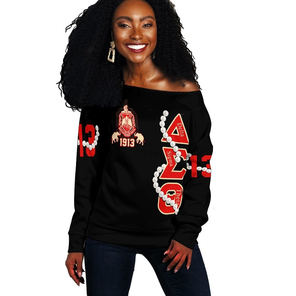 Greek Life Sweatshirt – Delta Sigma Theta Pearl Off Shoulder J09