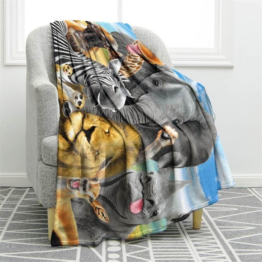 African Safari Animals Clm2312040S Sherpa Fleece Blanket