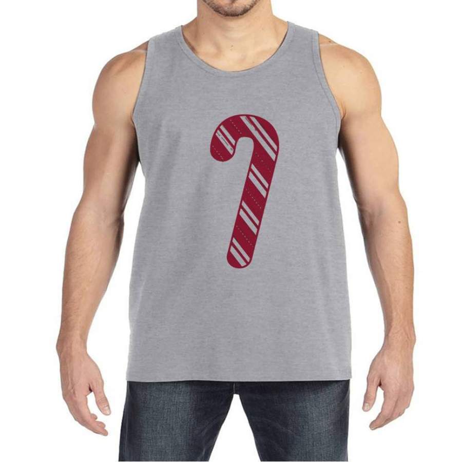 Men’s Christmas Shirt – Candy Cane Shirt – Christmas Present Idea for Him – Family Christmas Pajamas – Grey Tank Top – Christmas Gift Idea