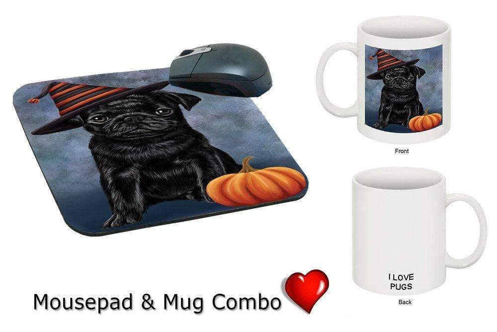 Christmas Happy Holidays Pug Puppy Wearing Witch Hat Mug & Mousepad Combo Gift Set Mmcg0642