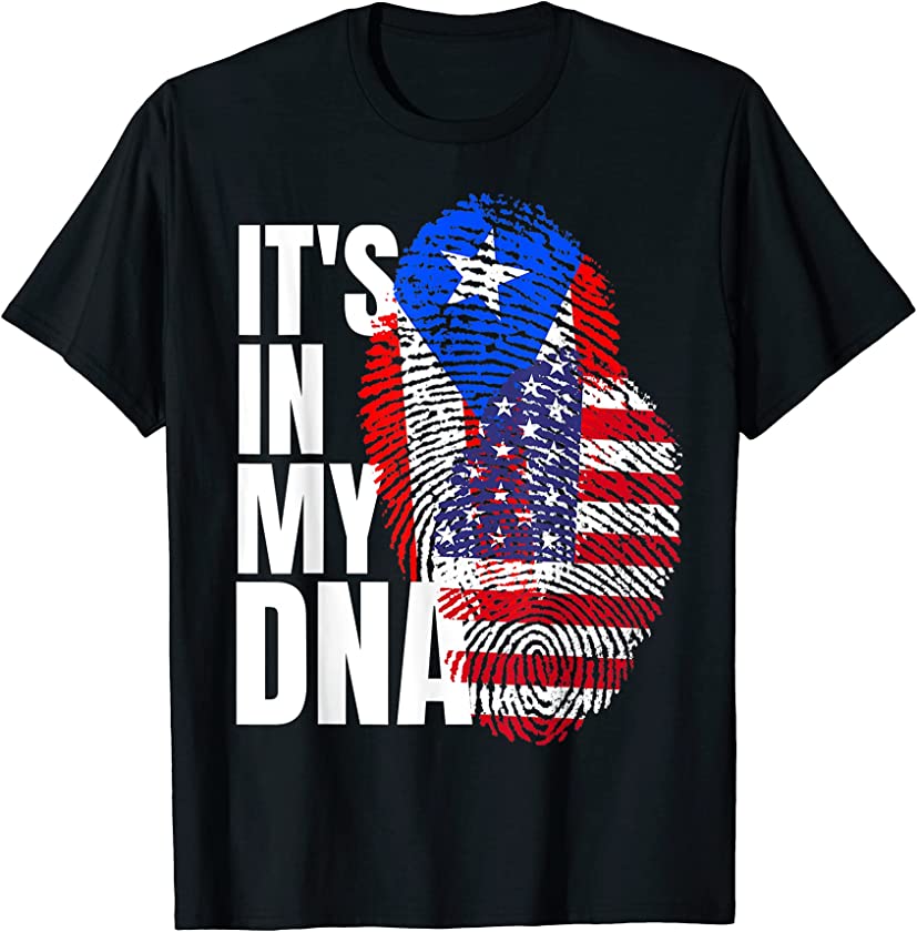 American Plus Puerto Rican Mix DNA Heritage Flag T-Shirt