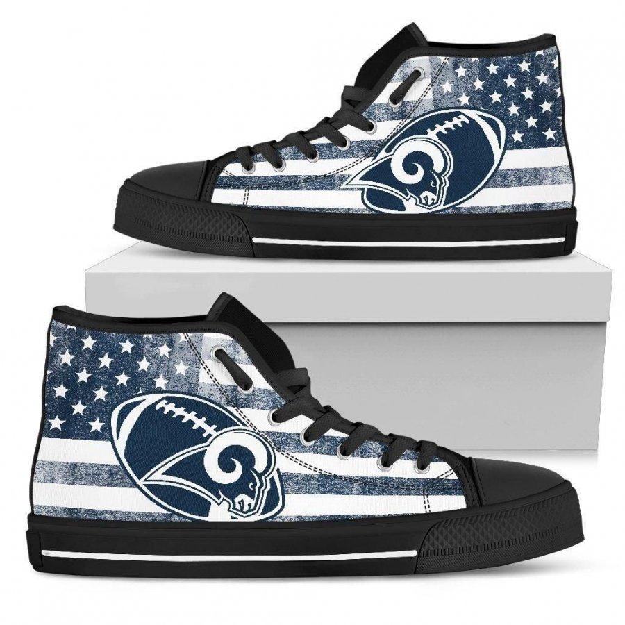 Flag Rugby Los Angeles Rams High Top Shoes #391