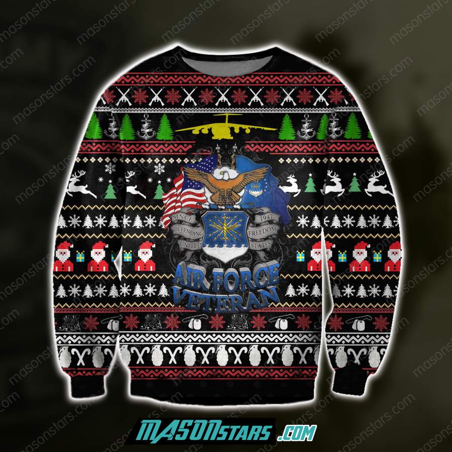 3D ALL OVER PRINT AIR FORCE VETERAN UGLY CHRISTMAS SWEATER