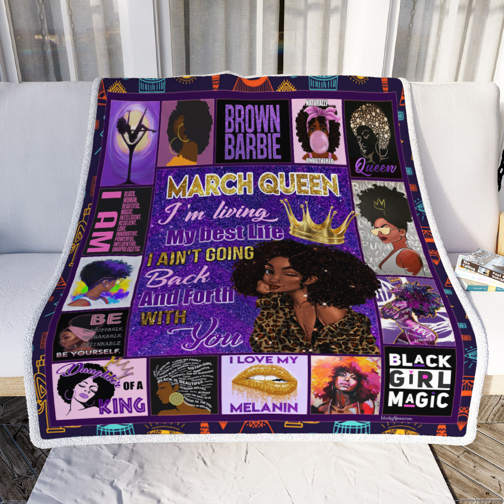 March Girl Black Queen Sofa Throw Blanket