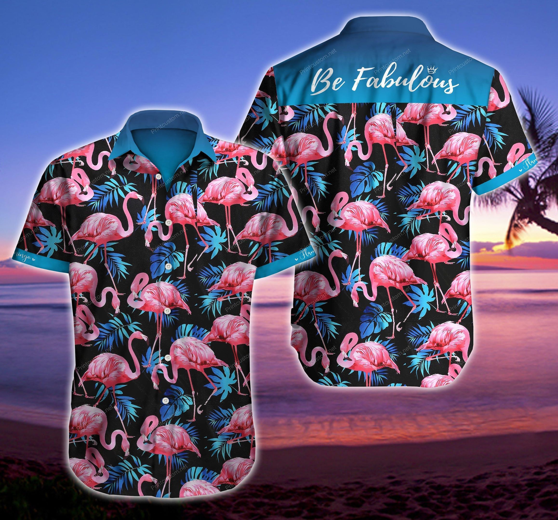 Be Fabulous Flamingo For Man And Woman Print Short Sleeve Hawaii Shirt Ha75184