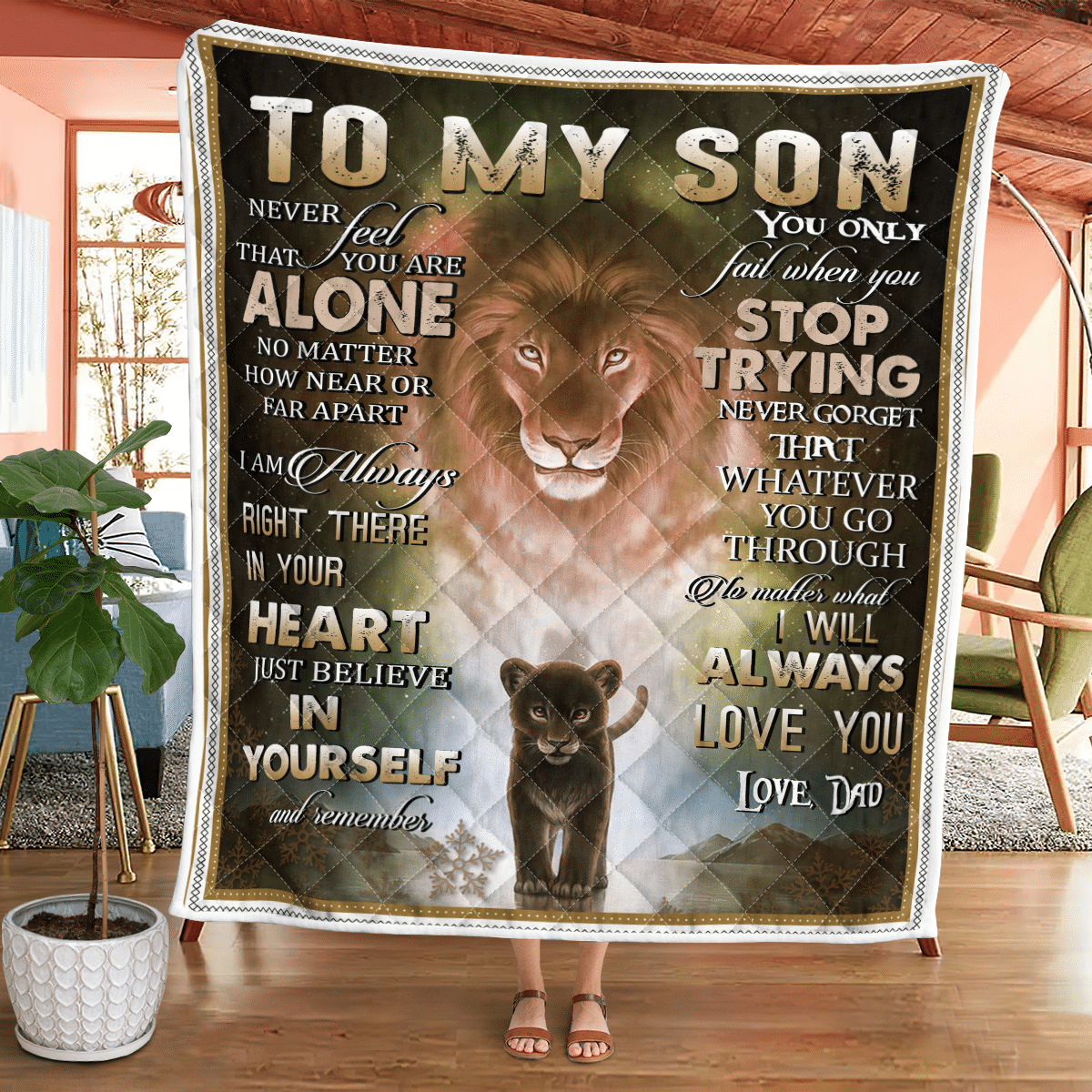 To My Son, Lion Quilt Wq080322198