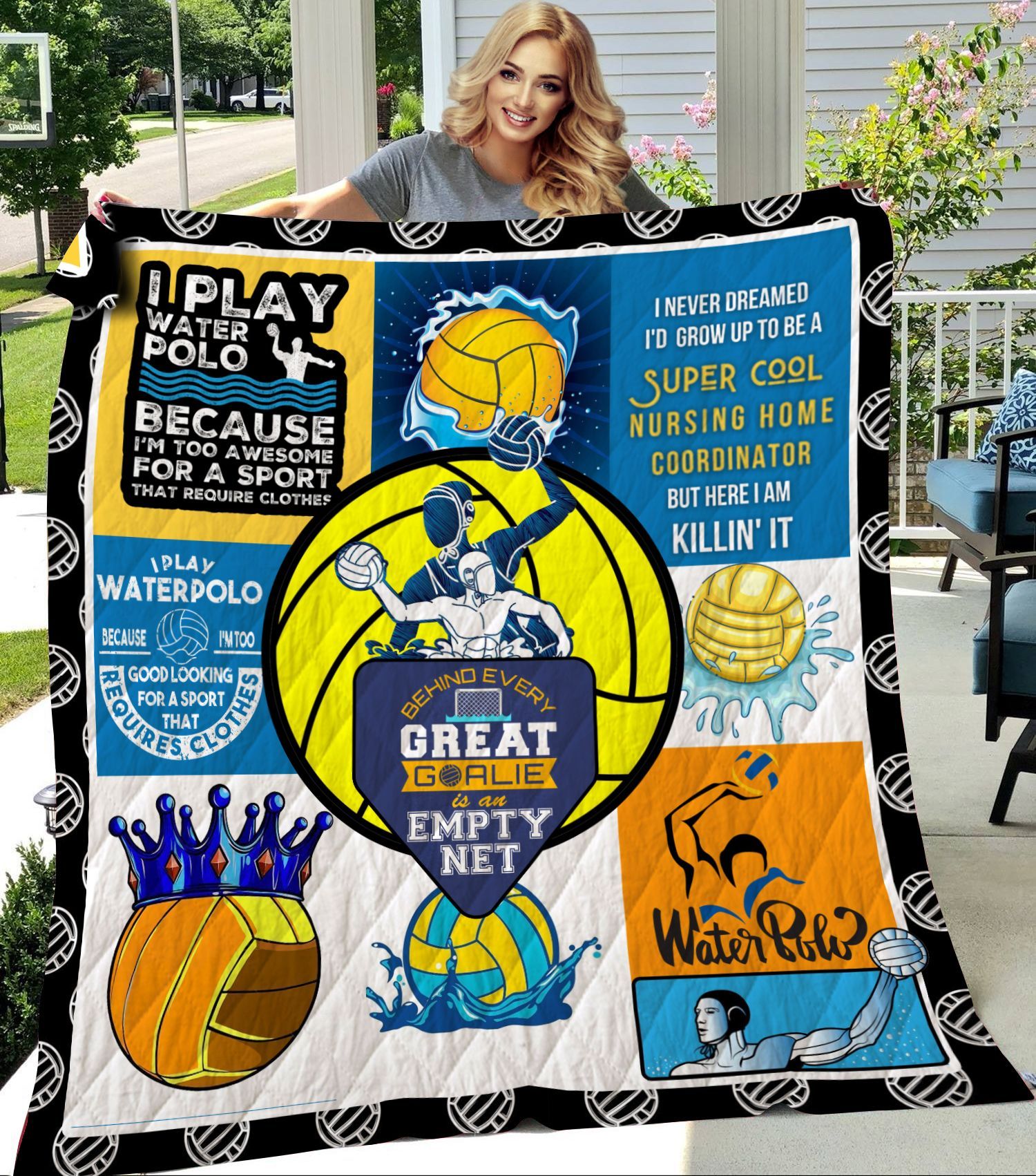 Water Polo Quilt Blanket Empty Net Ba231201