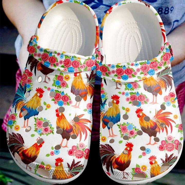 Chicken Personalize Clog, Custom Name, Text, Fashion Style For Women, Men, Kid, Print 3D Lovely Cocks With Flowers