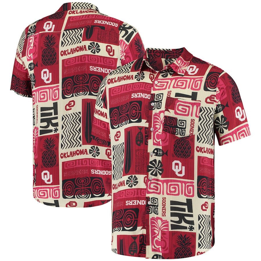 Oklahoma Sooners Tan Tiki Hawaii Shirt Ha61415