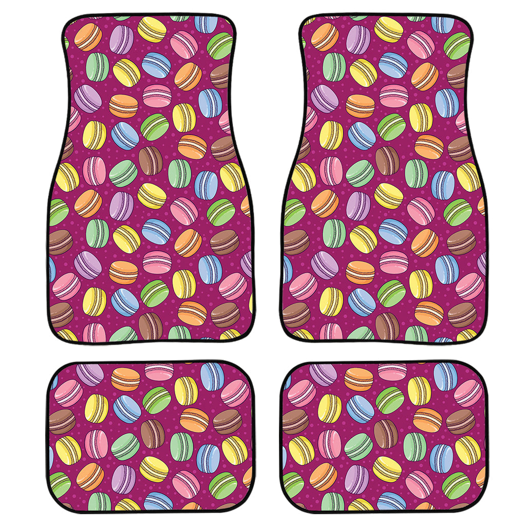 Cute Macaron Pattern Print Front And Back Car Floor Mats, Front Car Mat