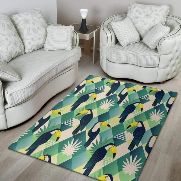 Patchwork Tropical Toucan Print Area Rug