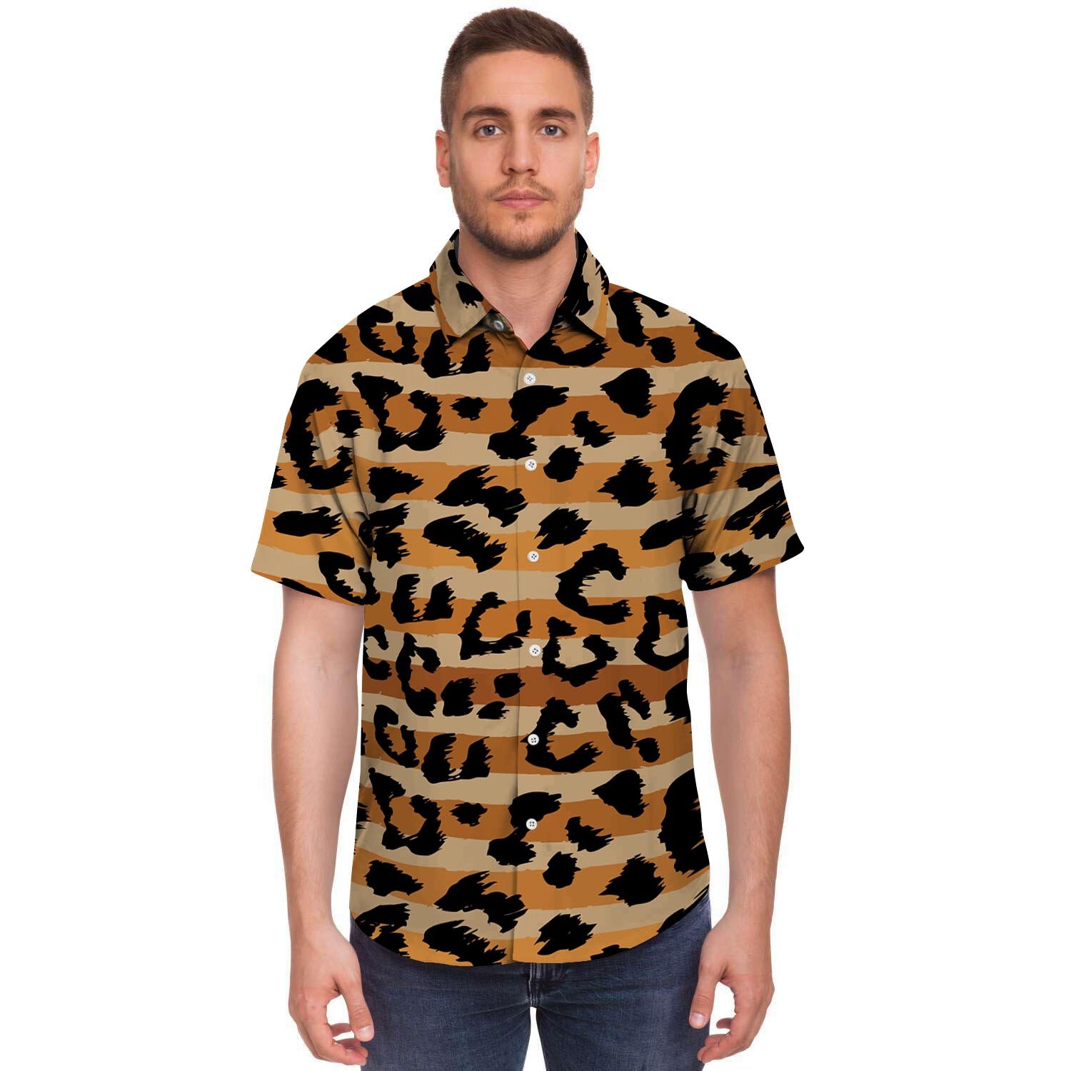 Striped Leopard Men’S Short Sleeve Shirt