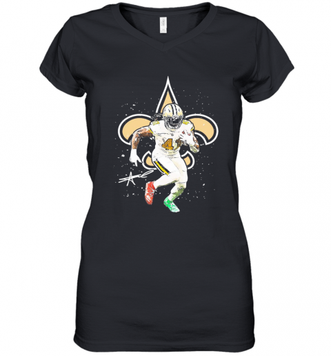 New Orleans Saints Alvin Kamara Signature Women’S V-Neck T-Shirt