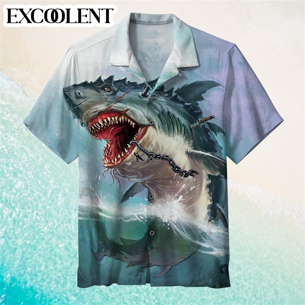 Shark Awesome Aloha Hawaiian Shirts – Funny Hawaiian Shirts – Mens Aloha Shirt