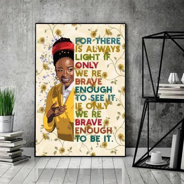 Amanda Gorman Poster, Canvas, There Is Always Light, Inauguration Poem 2021, The Hill We Climb Poster, Feminist Wall Art Qv4H8