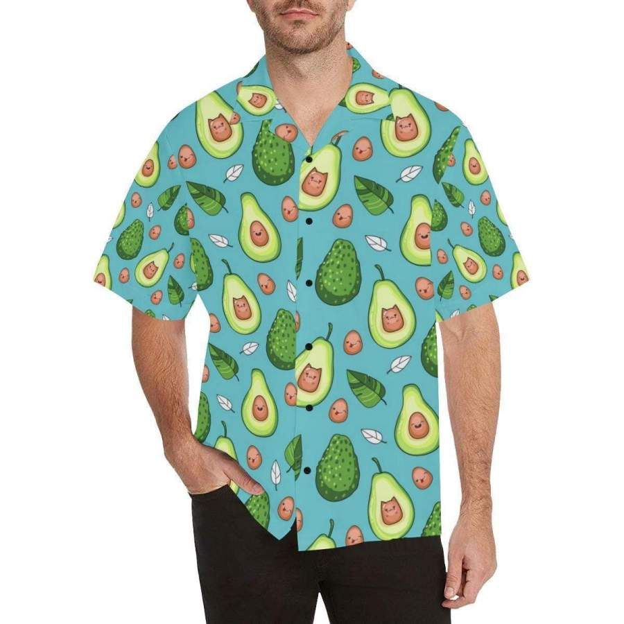 Avocado Summer Vibe Teal Hawaii Aloha Shirts Ha7257