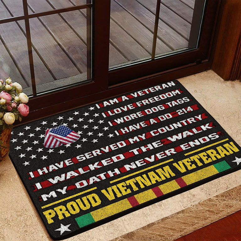 Vietnam Veteran Doormat Rug Love Freedom Veteran Proud Vietnam Veteran Gifts Ht