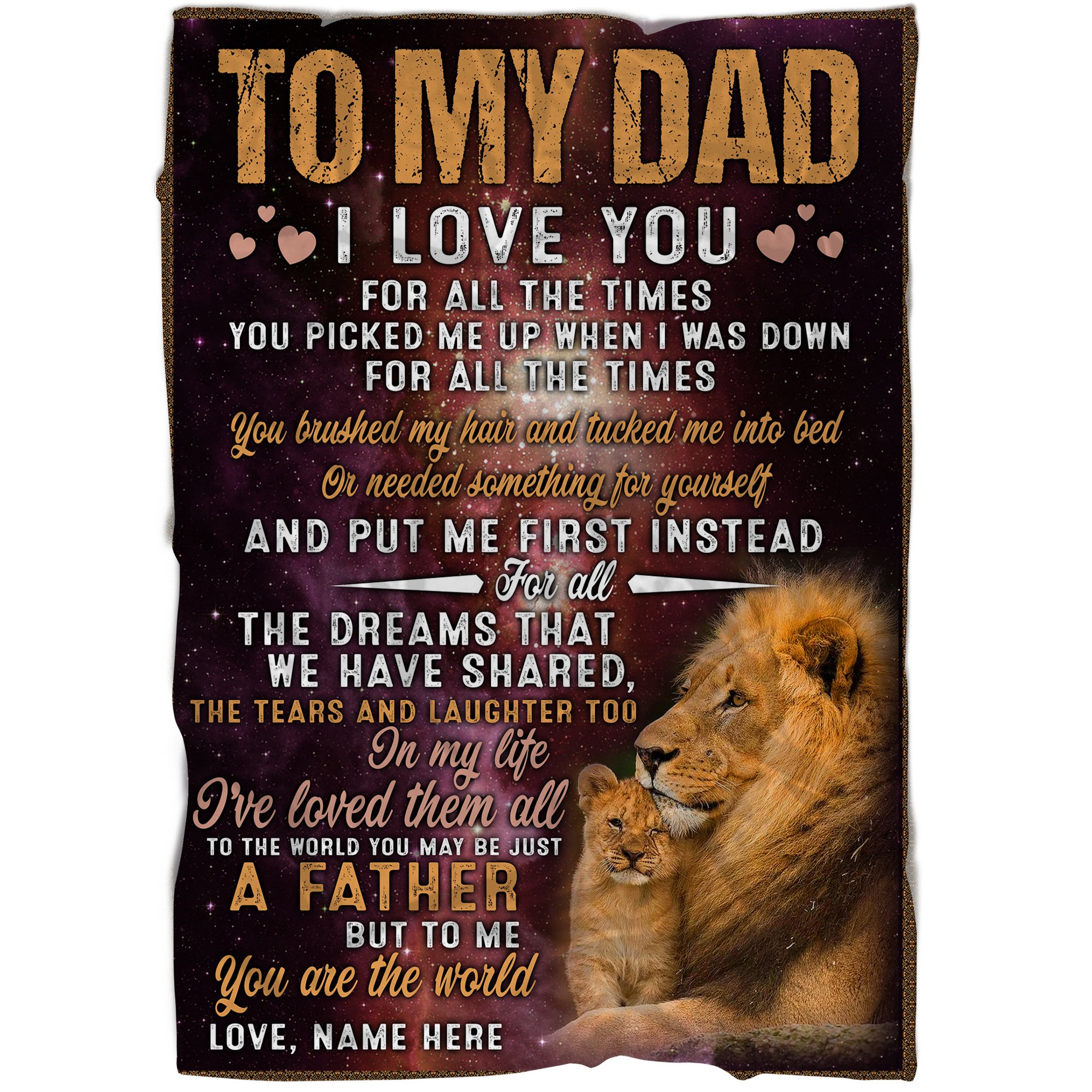 To my Dad Fleece Blanket – Dad Lion Blanket – Personalized Father’s Day Gifts for Dad – Birthday Gifts FFS Chipteeamz – NLXW69