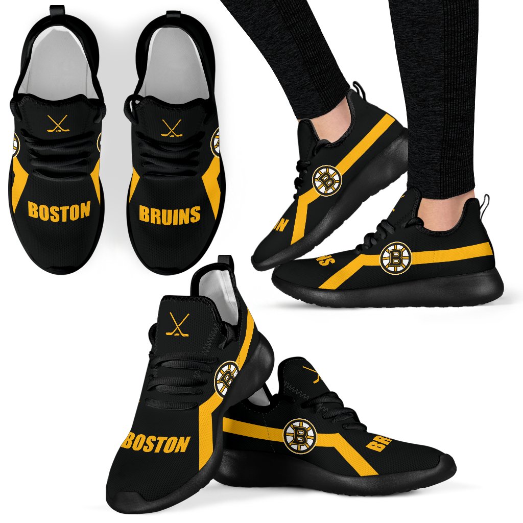 New Style Line Logo Boston Bruins Mesh Knit Sneakers