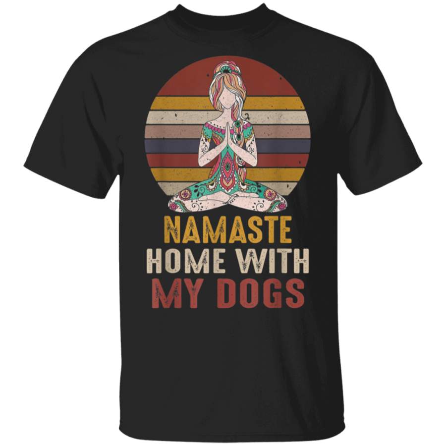 Vintage Namaste Home With My Dogs Tshirt Yoga Lover Gifts