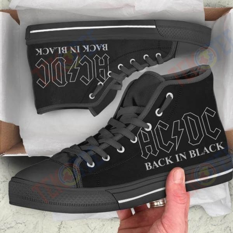 Mens Womens Acdc Back In Black High High Top Vans Shoes TMT384