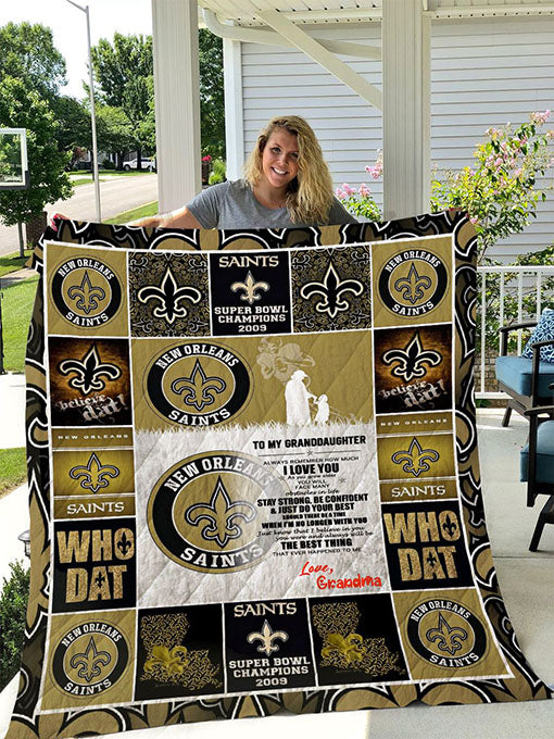 Personalized New Orleans Saints To My Granddaughter  Quilt Blanket Great Customized Gifts For Birthday Christmas Thanksgiving Perfect Gifts