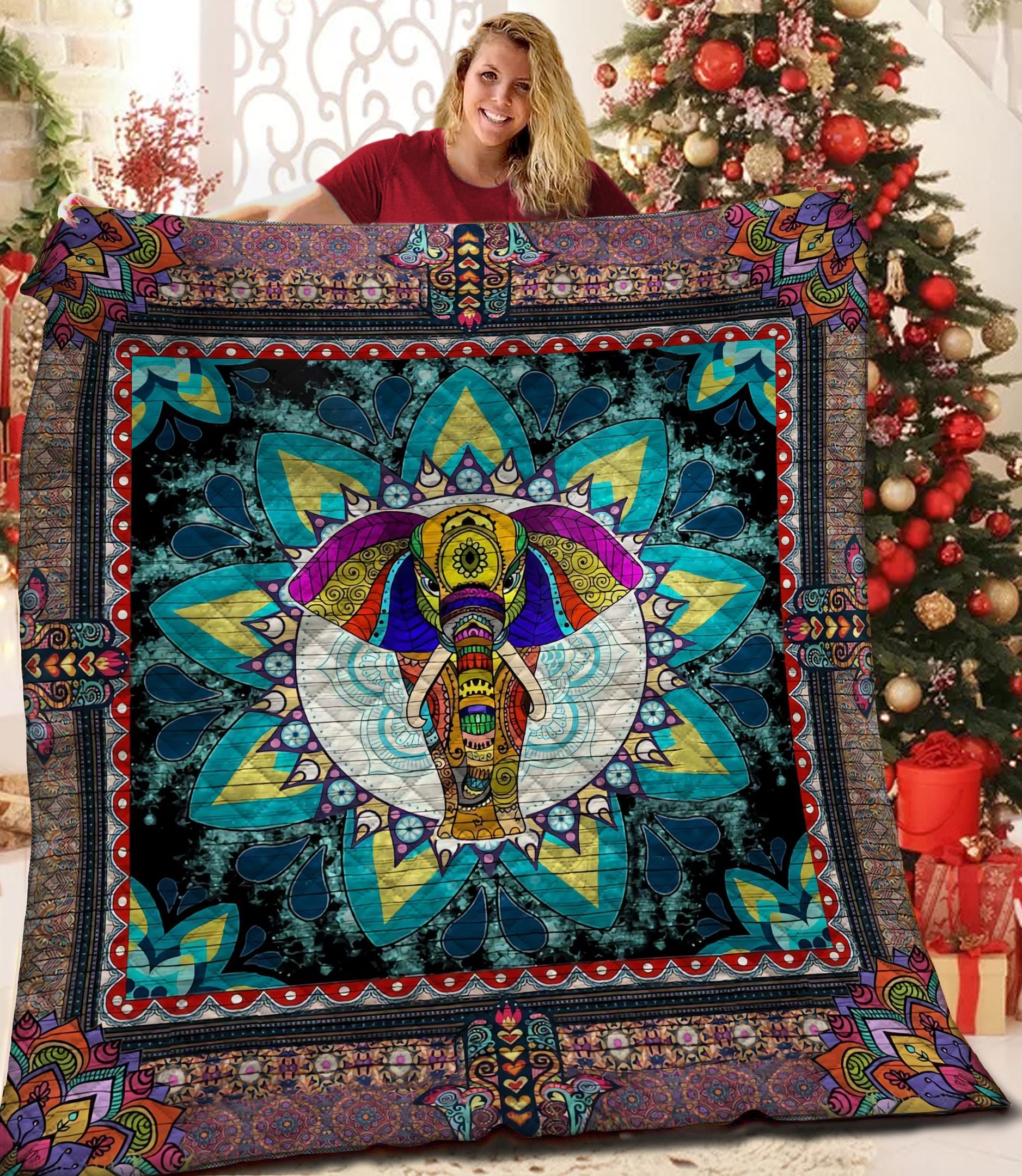 Mandala Elephant Quilt Gvt