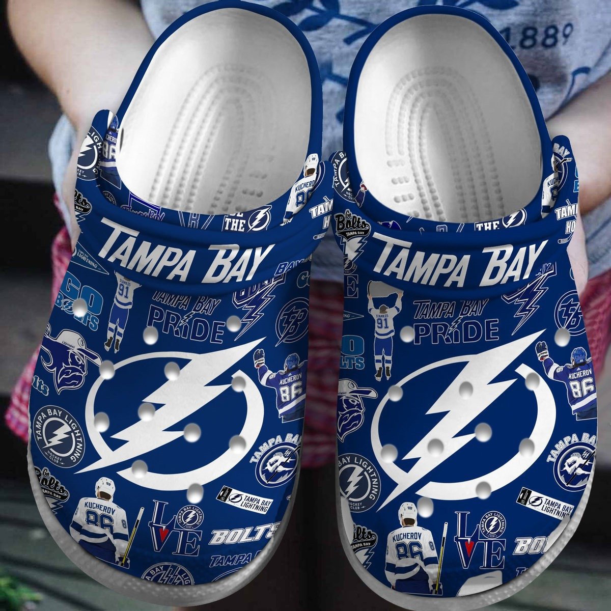 Tampa Bay Lightning NHL Hockey Crocss Crocband Clogs Shoes Comfortable For Men Women and Kids