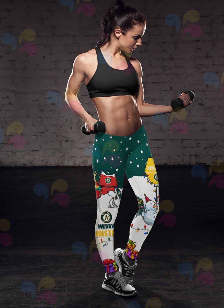 Funny Merry Christmas Oakland Athletics Leggings