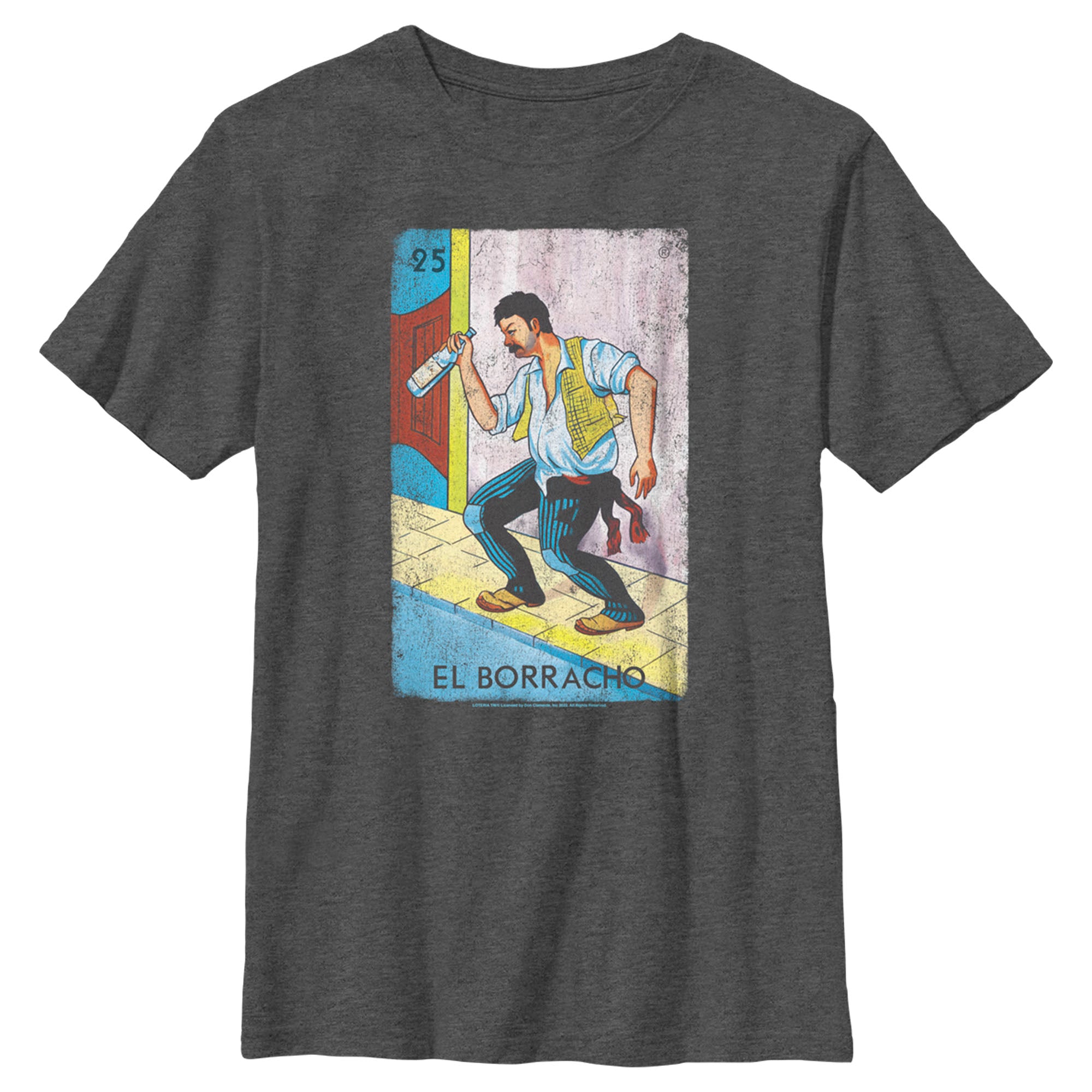 Boy’S Loteria El Borracho Card Number 25 Distressed T-Shirt