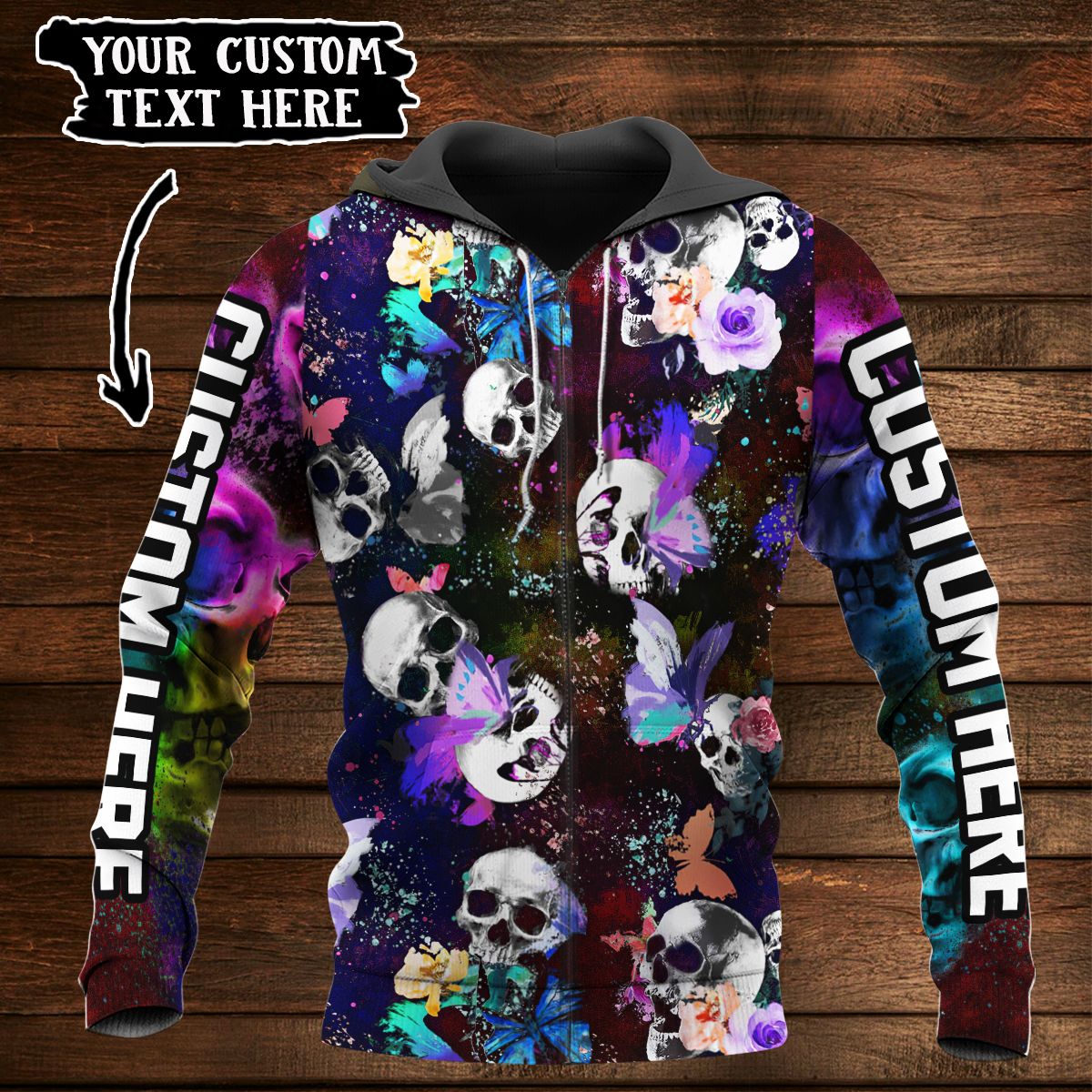 AmazeStyleZ The Skull Human Skull Goth Girl Gothic America  Skull Colorful Style 1 3D Hoodie Gift For Skull Lover 3D Printed Hoodies