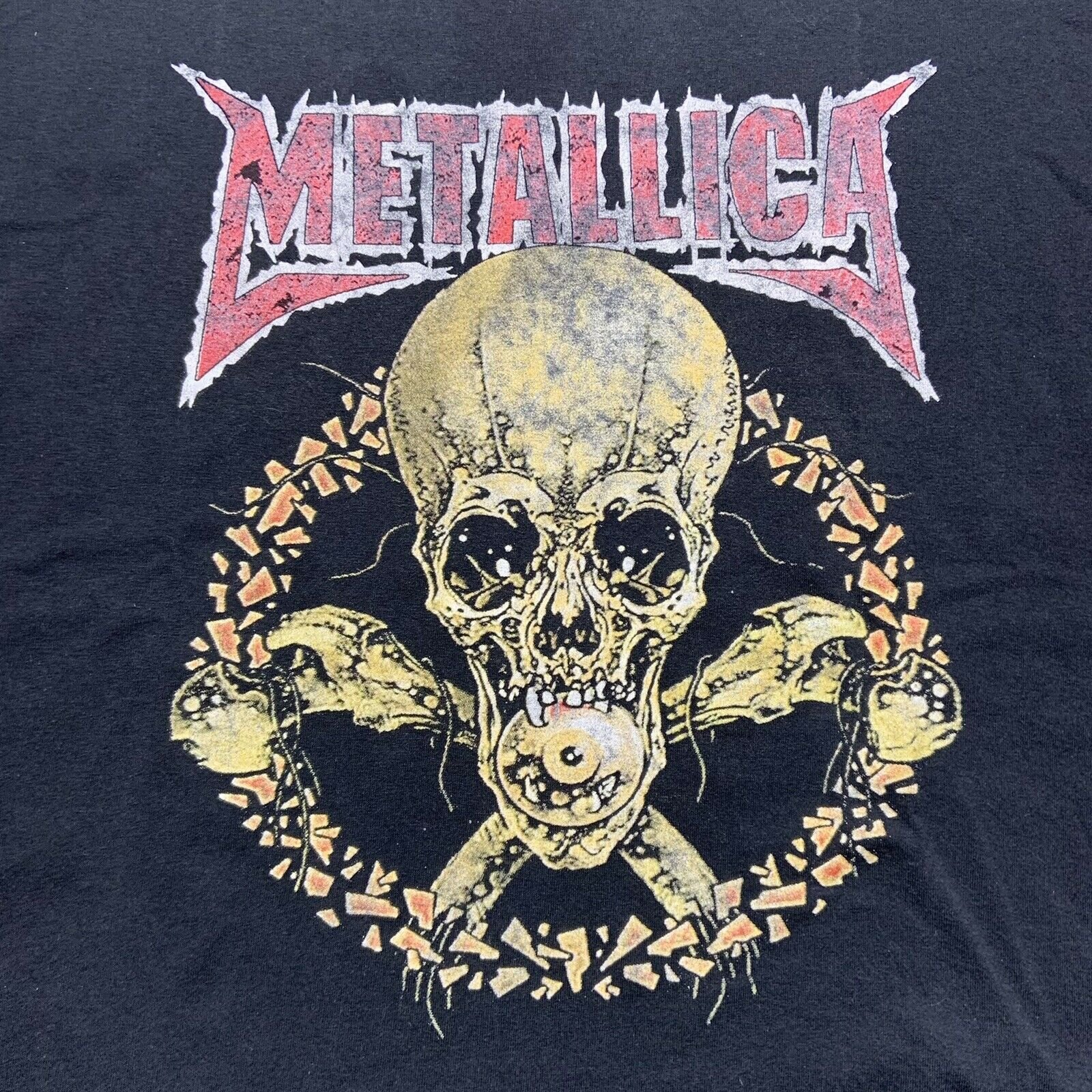 Vintage 90S Metallica Mens Skull Eye Double Sided Band Shirt Music Grunge