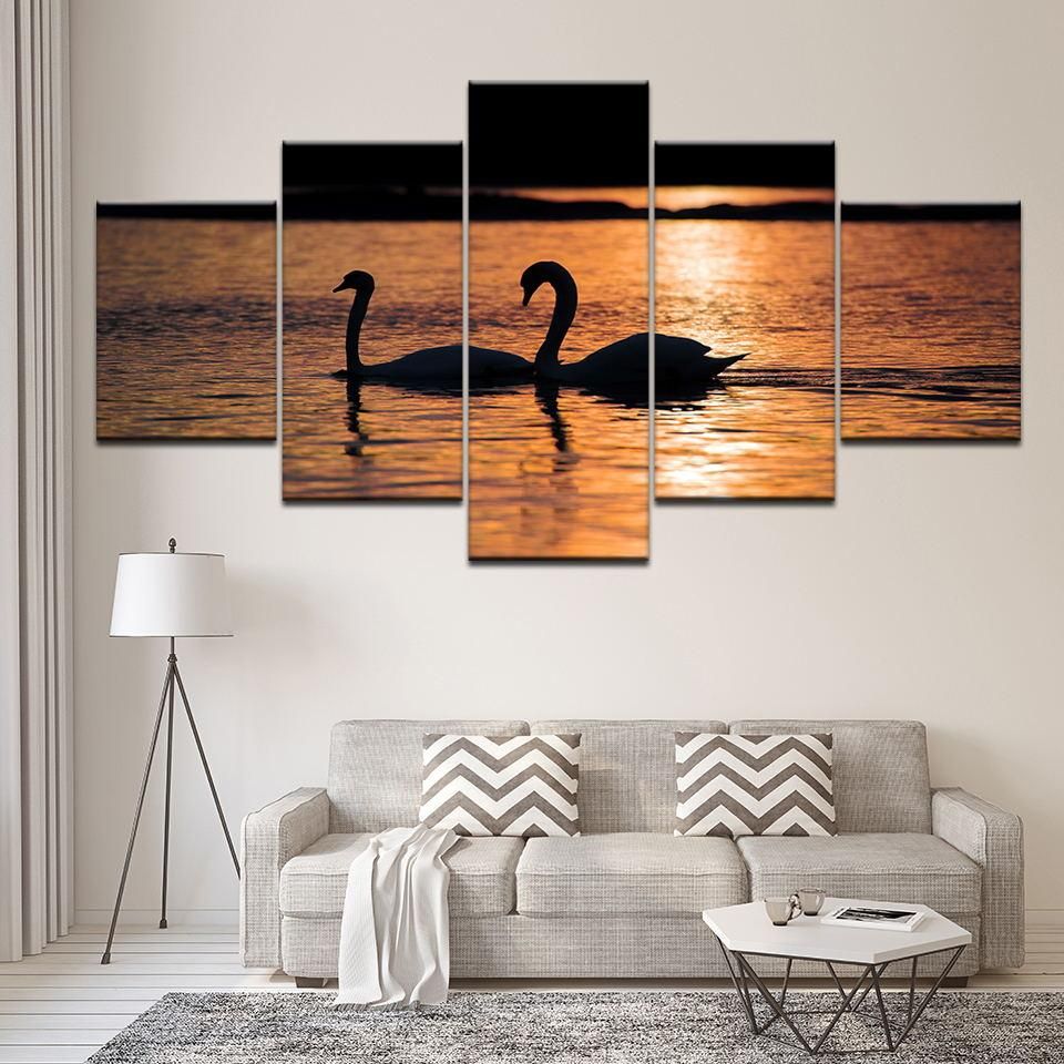 Swan 5 Animal 5 Panel Canvas Art Wall Decor