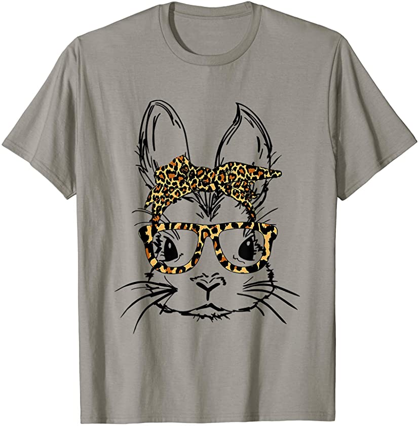 Cute Bunny Rabbit Face – Leopard Print Glasses EASTER T-Shirt