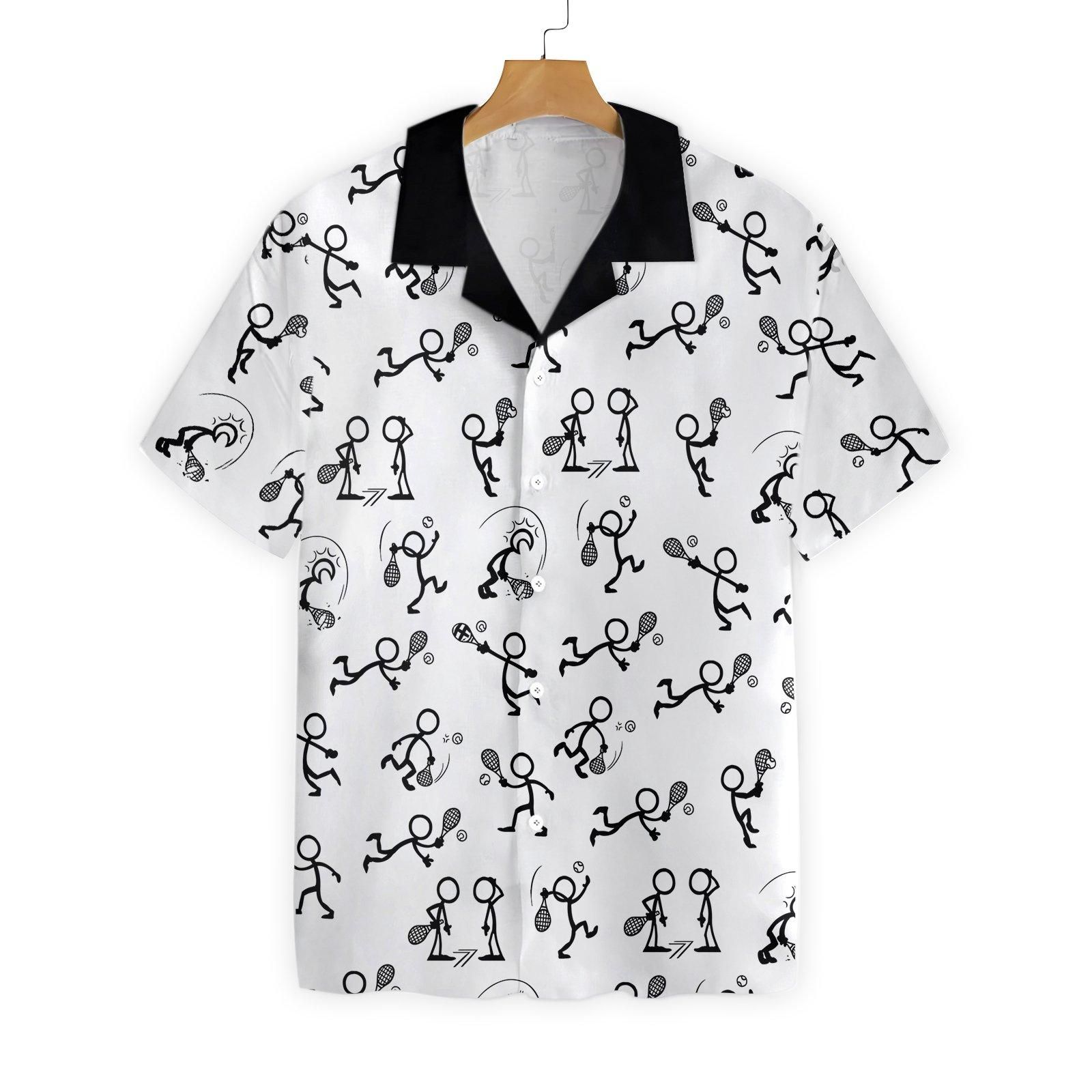 Stick Figures Tennis Black And White 0202 Hawaii Shirt Ha66562